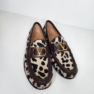 Valentino Animal VLogo Moess Calf Hair Womens Loafers Size 36